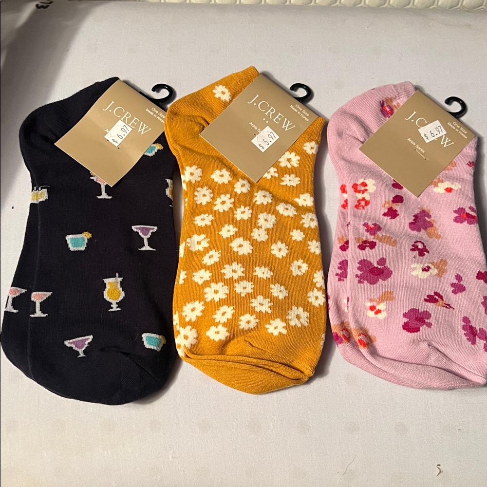 J.Crew Colorful Patterned Socks Trio